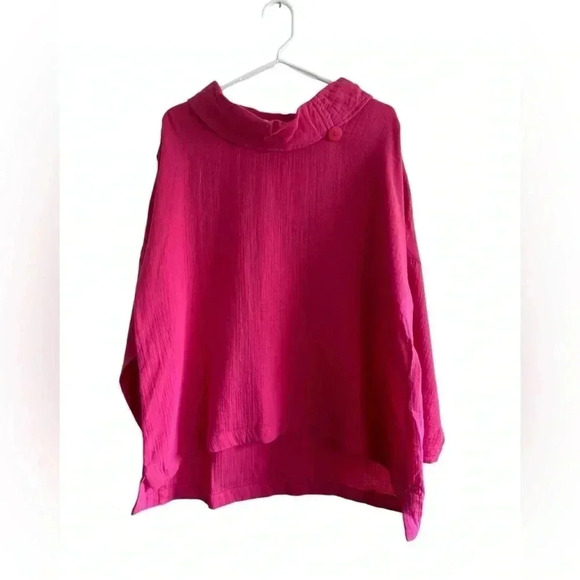 Soft Surroundings Crinkle Gauze Giovinezza Tunic in Raspberry L - Picture 3 of 11